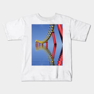 vivid red roller coaster on clear cloudless blue sky background Kids T-Shirt